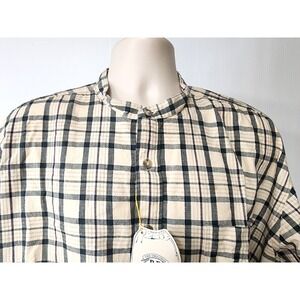 B D Baggies Men's 100% Cotton Full Cut Plaid Shirt Mandarin Collar Size  XL  NWT